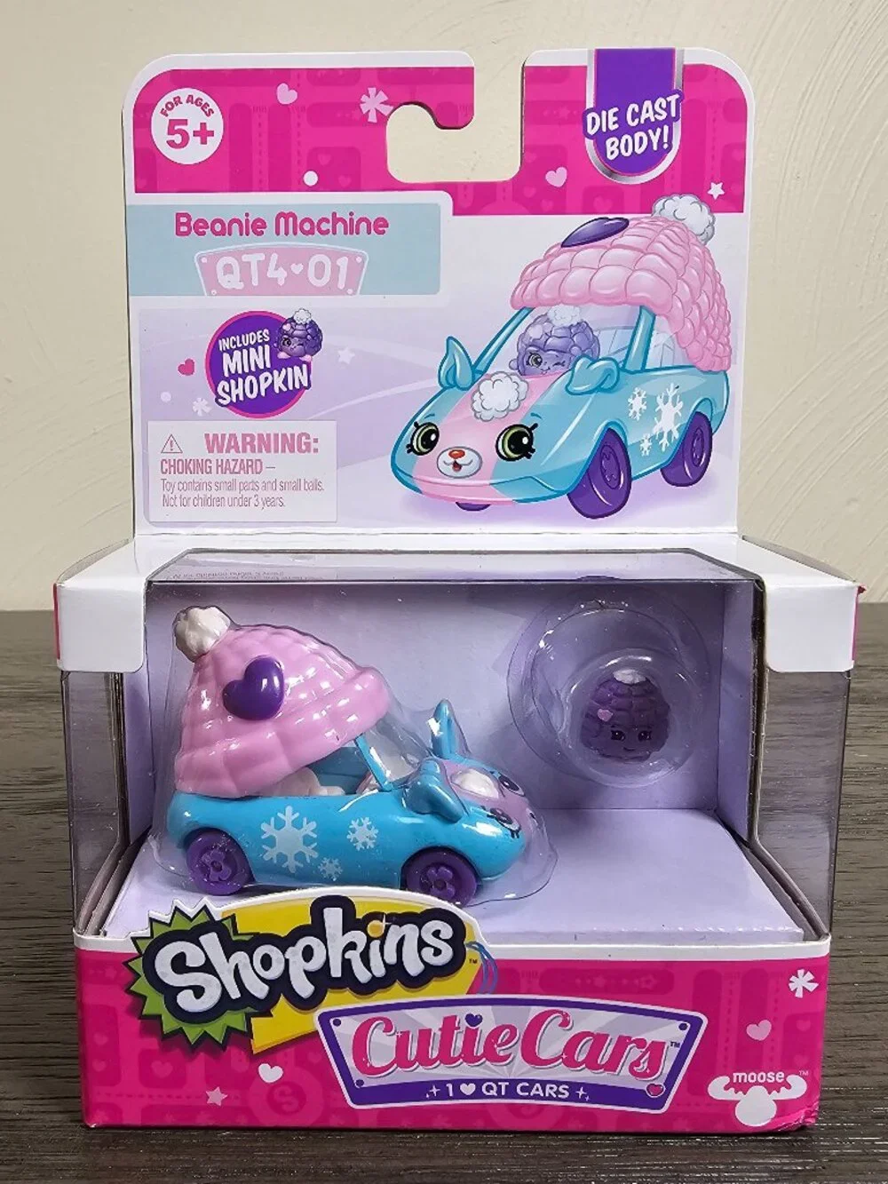 Moose Toys Shopkins Cutie Cars Beanie Machine QT4-01 Vehicle & Mini Shopkin NEW